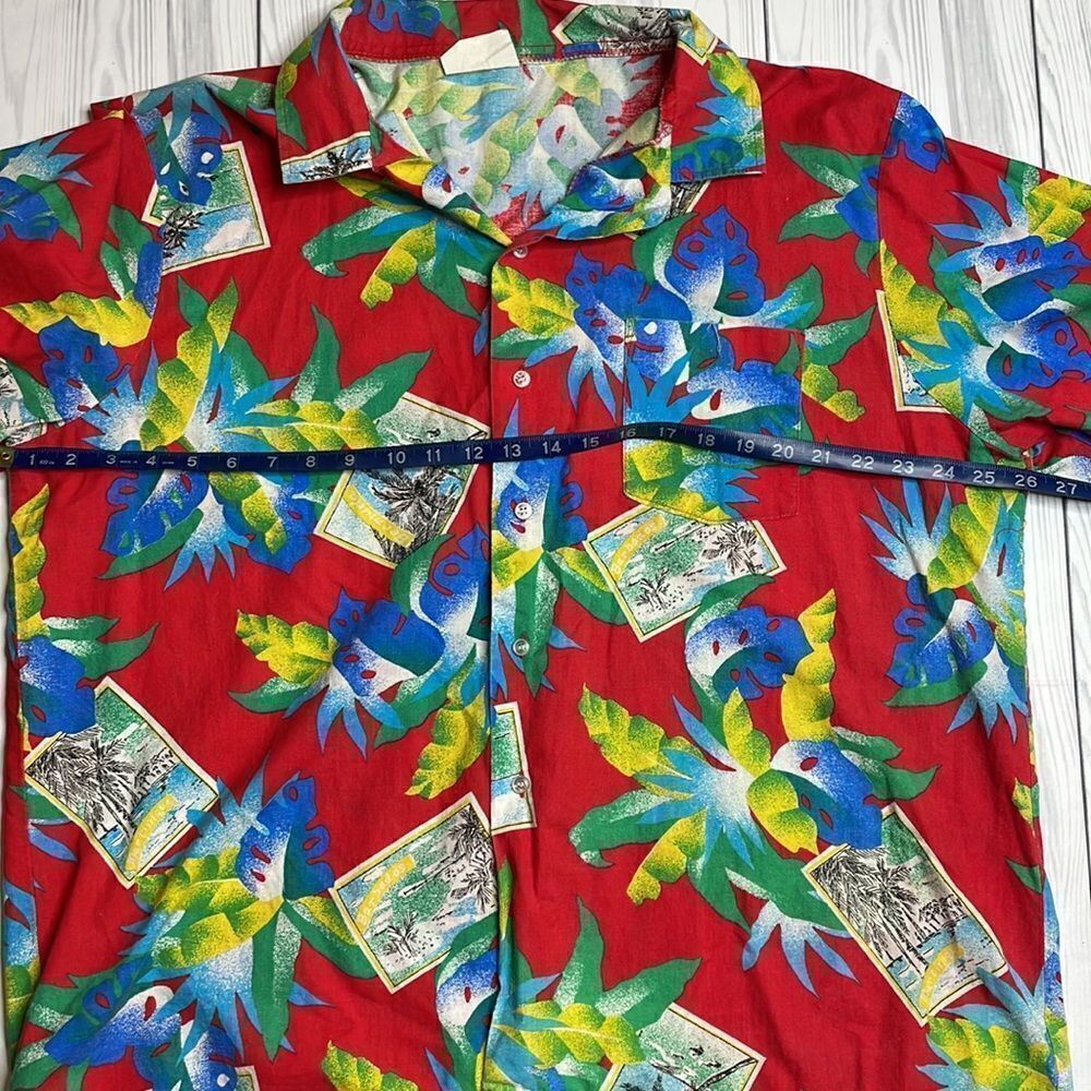 70s Vintage Surfboards of California by JMS red aloha Hawaiian shirt XL - Picture 4 of 6